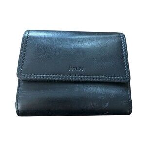 Rolfs Leather Compact Wallet Zip Coin Purse ID Window 4-1/2 x 3-1/2"